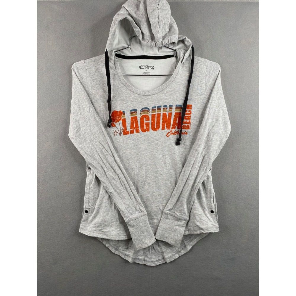 Crazy Shirt Laguna Beach California Grey Hoodie Thumbhole XS